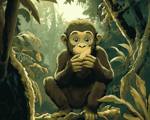 Jungle Monkey Banana Fun Diamond Painting