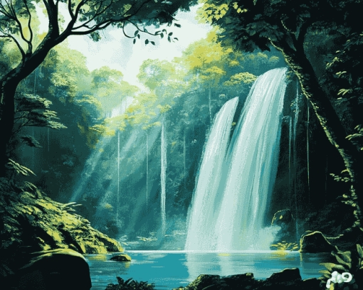 Jungle Waterfalls Diamond Painting