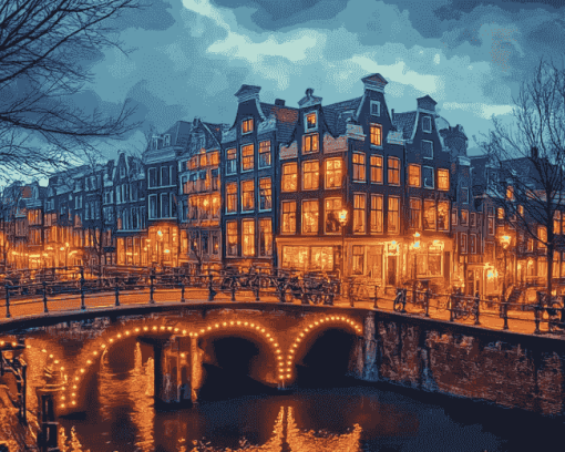 Keizersgracht Amsterdam Cityscape Diamond Painting