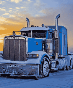 Kenworth Semi Truck in Snow Diamond Painting