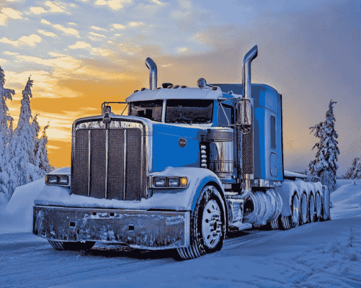 Kenworth Semi Truck in Snow Diamond Painting