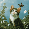 Kitten and Butterfly Diamond Painting