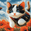 Kitty Poppies Diamond Painting