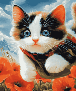 Kitty Poppies Diamond Painting