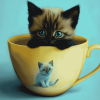 Kitty in a Cup Diamond Painting