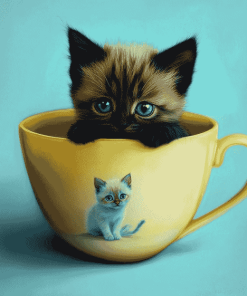 Kitty in a Cup Diamond Painting