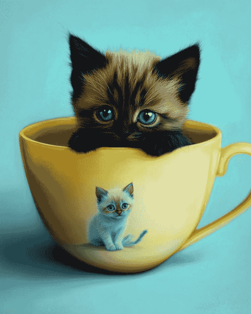 Kitty in a Cup Diamond Painting