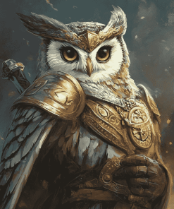 Knight Owl Warrior Diamond Painting