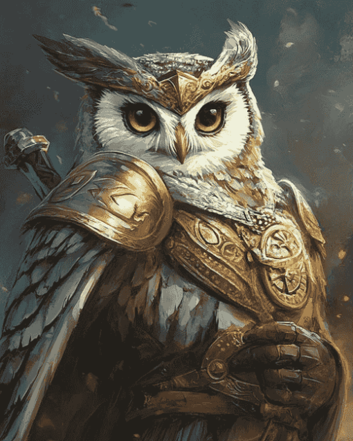 Knight Owl Warrior Diamond Painting