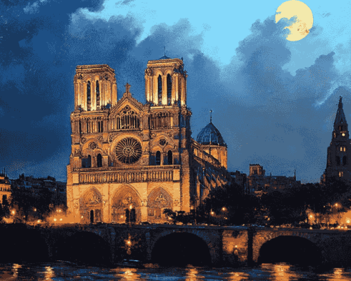 La Major Cathedral Nightscape Diamond Painting