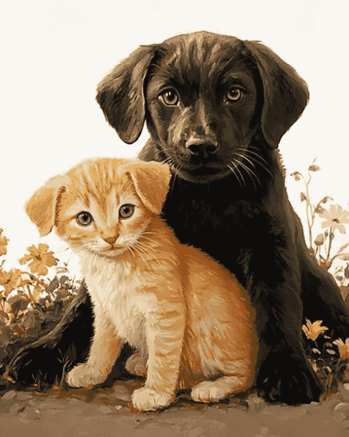 Lab and Cat Duo Diamond Painting