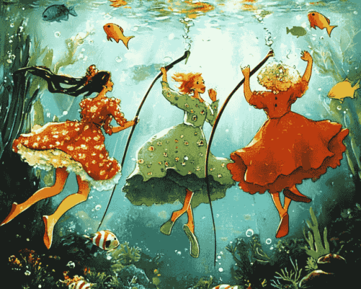 Ladies Underwater Animation Diamond Painting