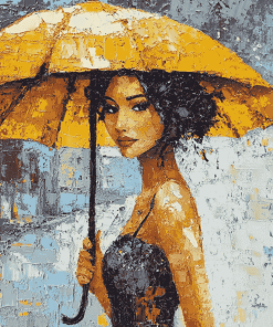 Ladies with Yellow Umbrella Diamond Painting