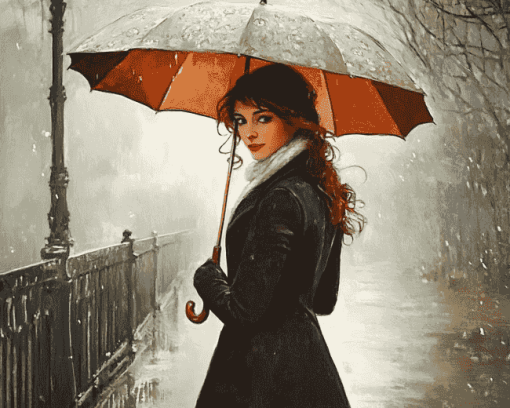 Lady With Umbrella Diamond Painting