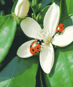 Ladybug on Orange Blossom Diamond Painting