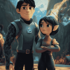 Lake Jr and Claire Animation Art Diamond Painting