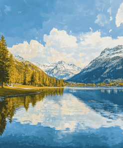 Lake Saint Moritz Landscape Diamond Painting