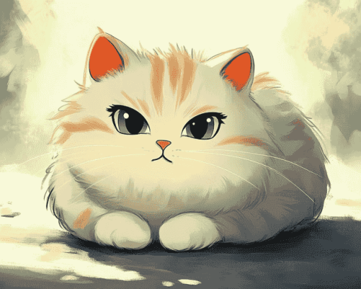 Large Fluffy Cartoon Cat Diamond Painting