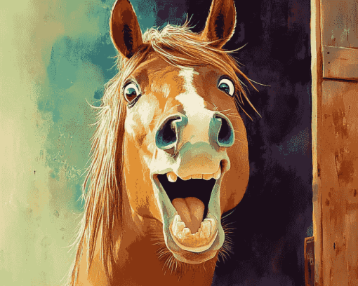 Laughing Horse Brown Diamond Painting