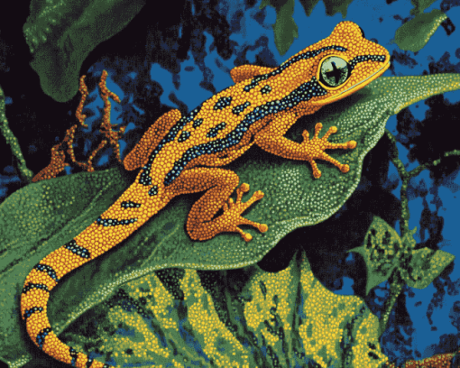 Leaf-Inspired Frog and Gecko Diamond Painting