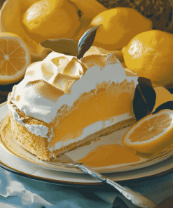 Lemon Meringue Cake Delight Diamond Painting