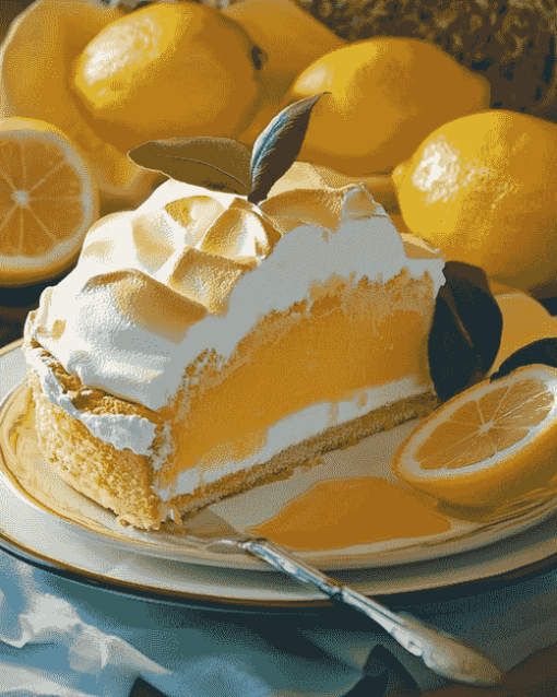 Lemon Meringue Cake Delight Diamond Painting