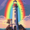 Lighthouse Rainbow Scene Diamond Painting