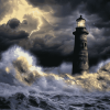 Lighthouse Storm Scene Diamond Painting