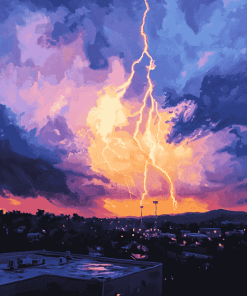 Lightning Sunset Diamond Painting