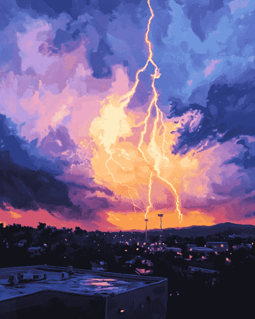 Lightning Sunset Diamond Painting