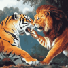 Lion vs Tiger Wildlife Diamond Painting