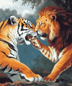 Lion vs Tiger Wildlife Diamond Painting