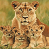 Lioness and Cubs Wildlife Diamond Painting