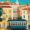 Lisbon Tram Cityscape Diamond Painting