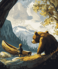 Little Boy and Bear Adventure Diamond Painting