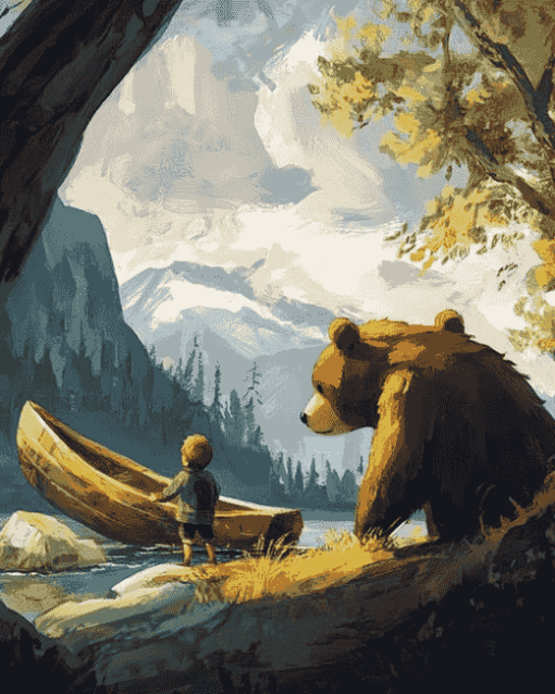 Little Boy and Bear Adventure Diamond Painting