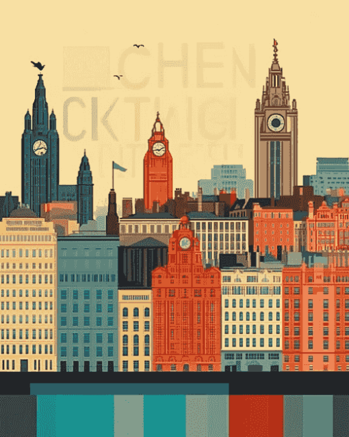 Liverpool Skyline Cities Diamond Painting