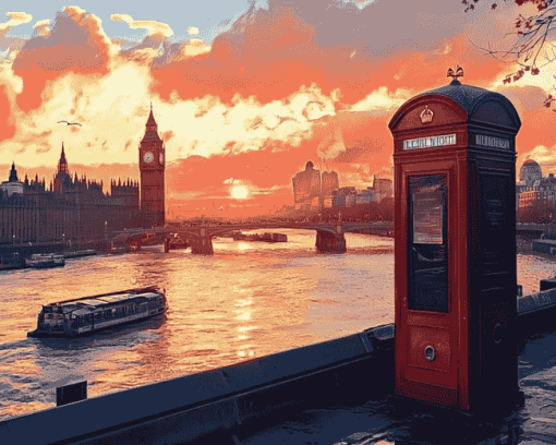 London Sunset Thames Diamond Painting