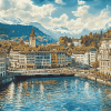 Lucerne Cityscape Switzerland Diamond Painting