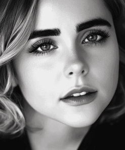 Mae Whitman Black and White Diamond Painting