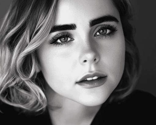 Mae Whitman Black and White Diamond Painting