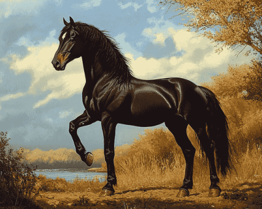 Majestic Black Stallion Diamond Painting