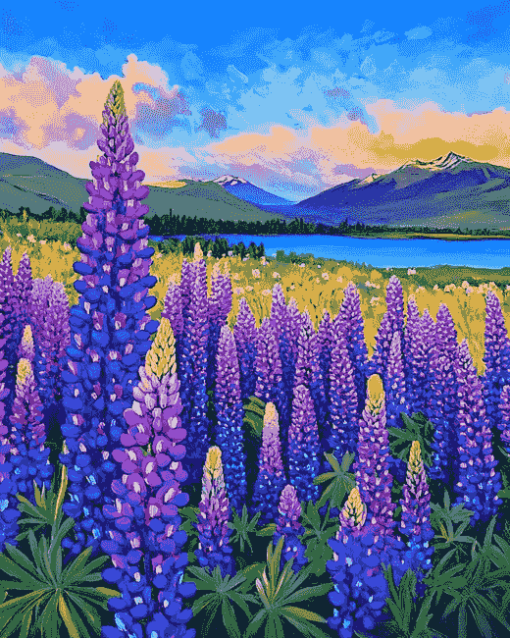 Majestic Lupine Fields Diamond Painting