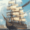 Majestic Rigged Ship Diamond Painting