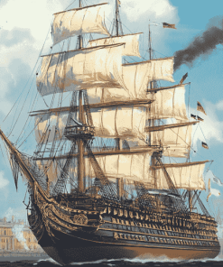 Majestic Rigged Ship Diamond Painting