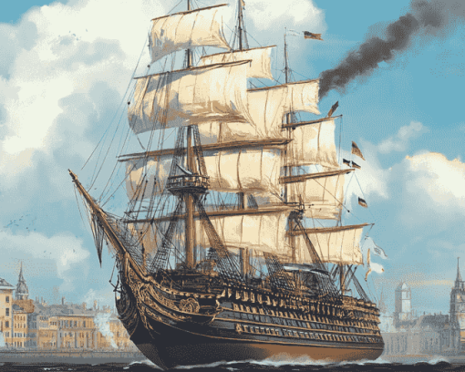 Majestic Rigged Ship Diamond Painting