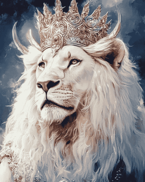 Majestic White Lion Fantasy Diamond Painting