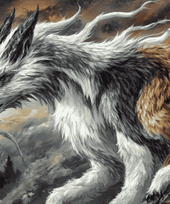 Majestic Wolf Dragon Fantasy Diamond Painting