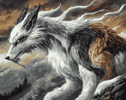 Majestic Wolf Dragon Fantasy Diamond Painting