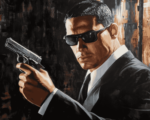 Man in Black Movie Scene Diamond Painting